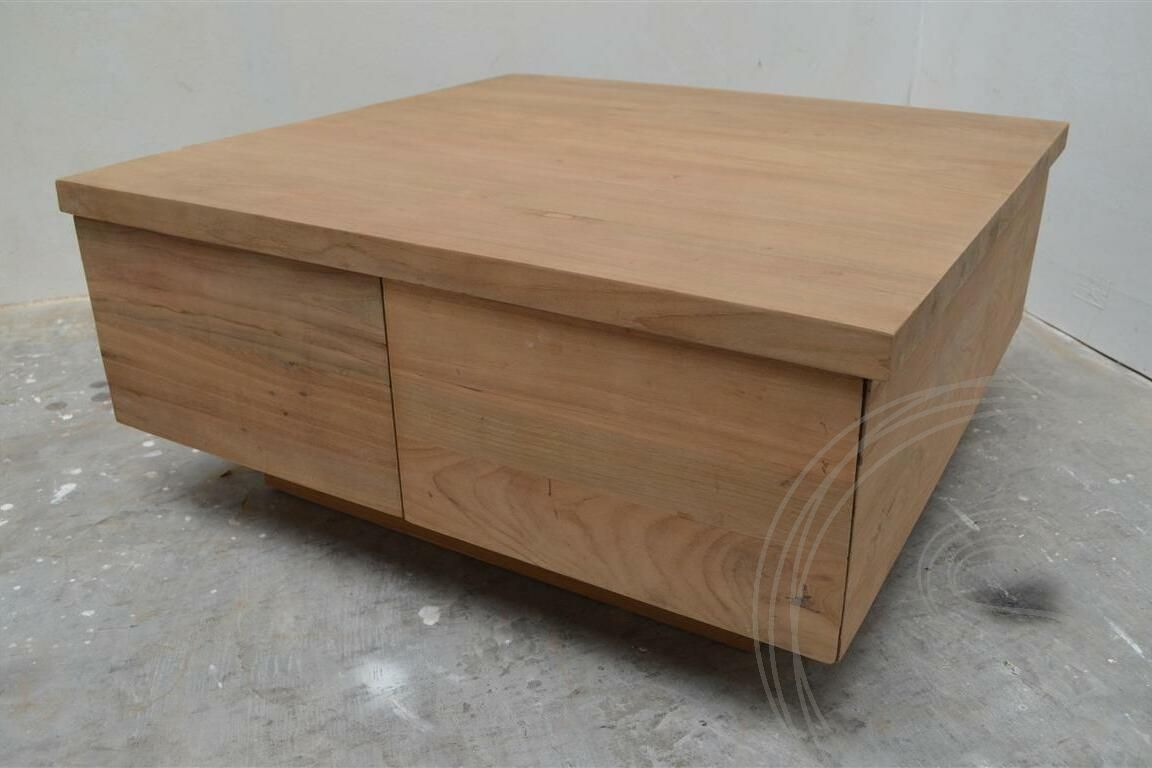 Teak blok salontafel 80x80cm