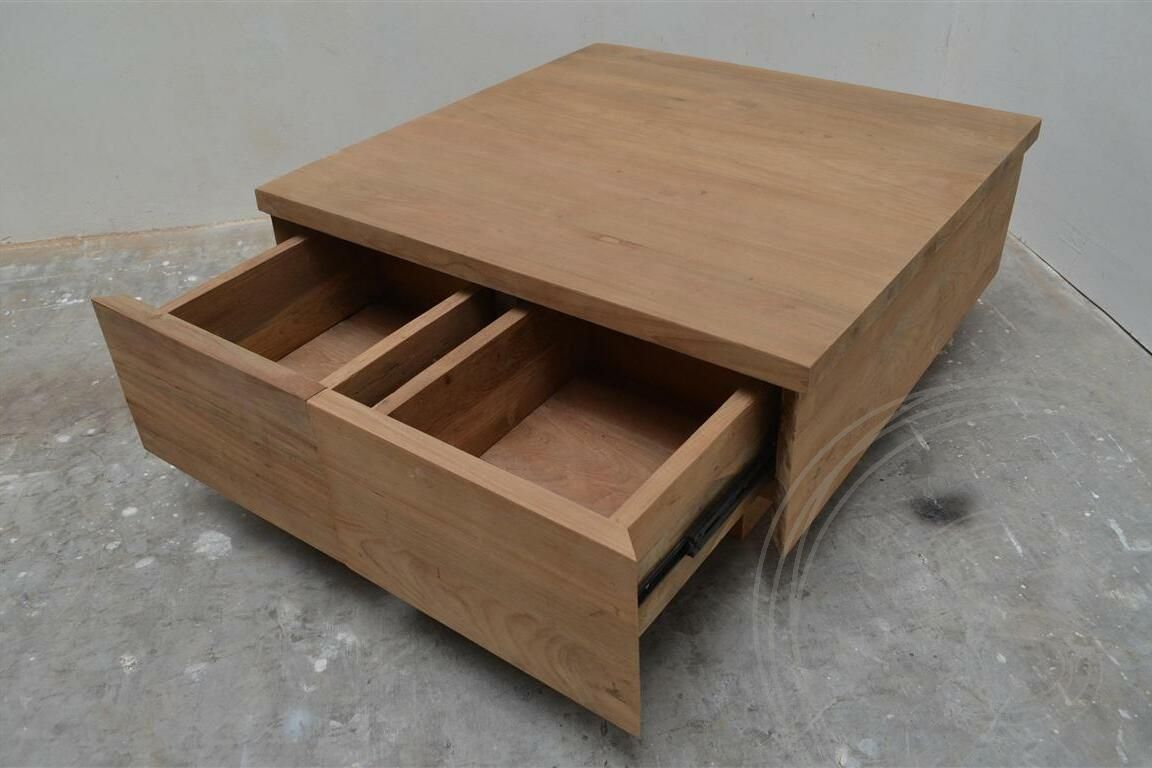 Teak blok salontafel 80x80cm