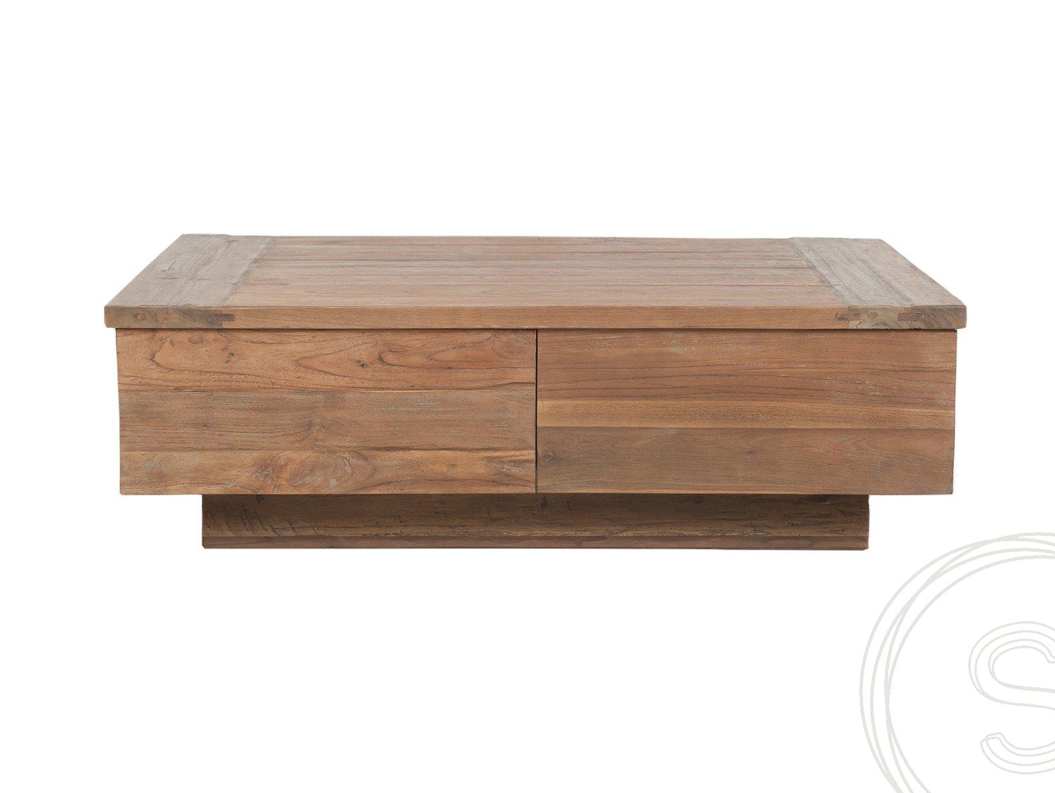 Teak blok salontafel 80x80 oud hout