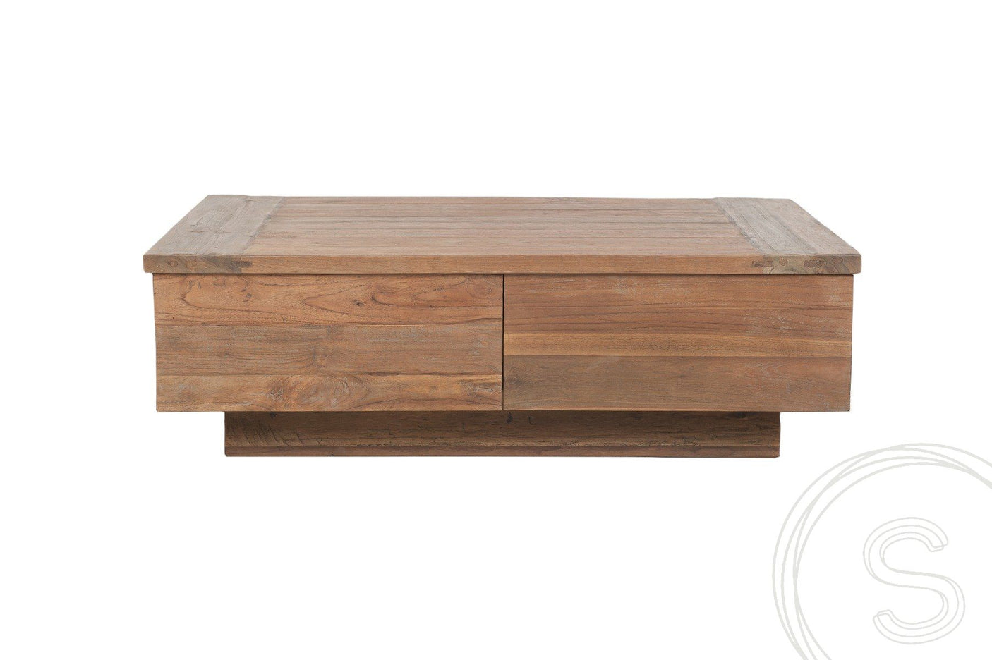 Teak blok salontafel 110x70 oud hout - Souren Meubels