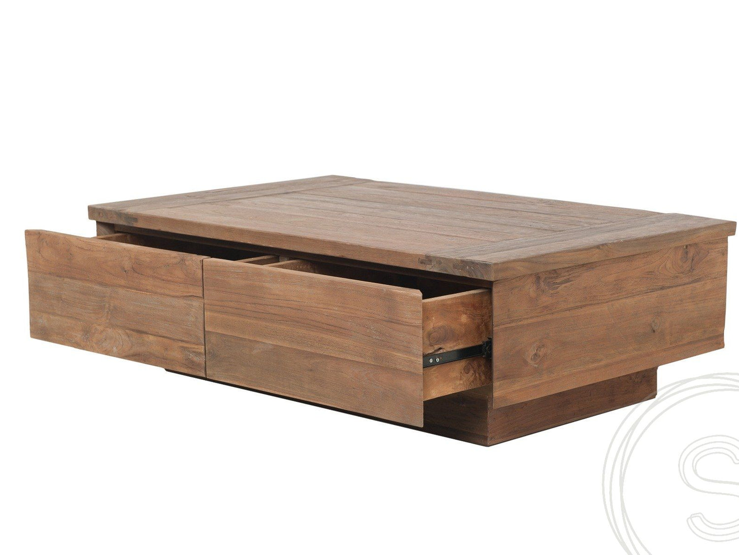 Teak blok salontafel 80x80 oud hout