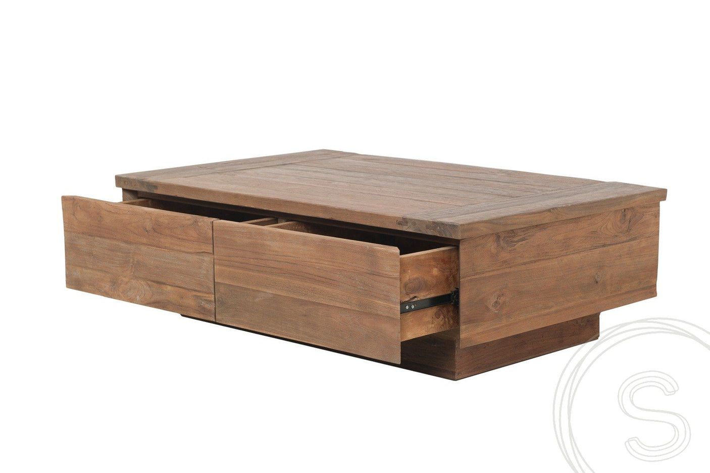 Teak blok salontafel 110x70 oud hout - Souren Meubels