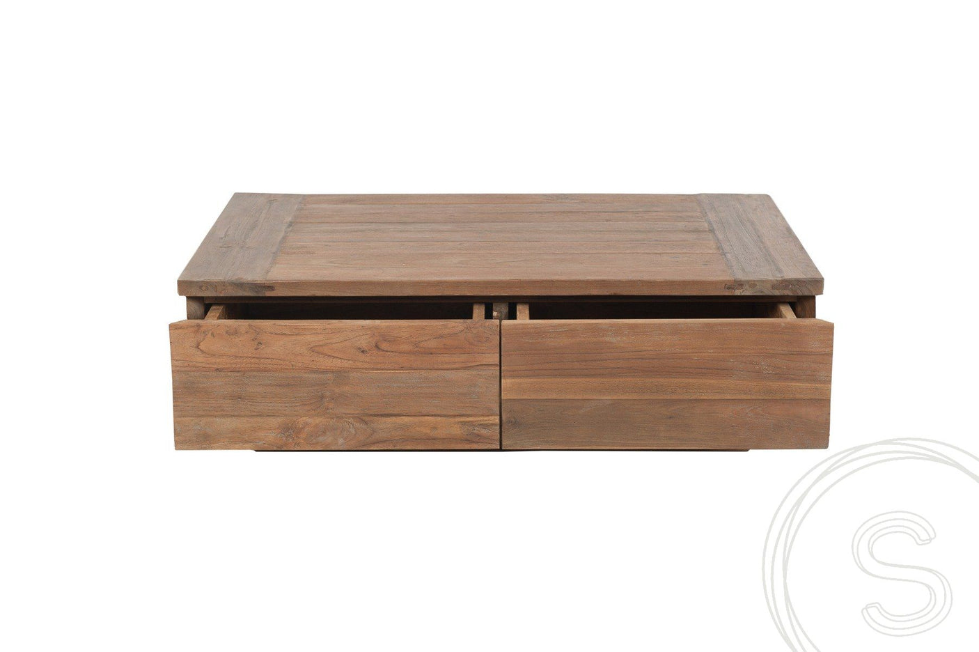 Teak blok salontafel 110x70 oud hout - Souren Meubels