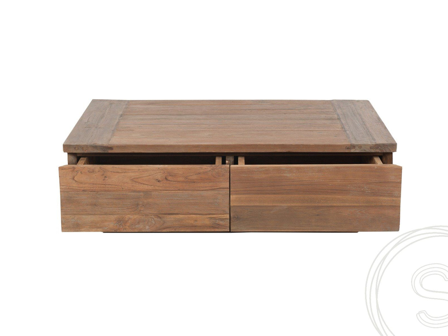 Teak blok salontafel 80x80 oud hout