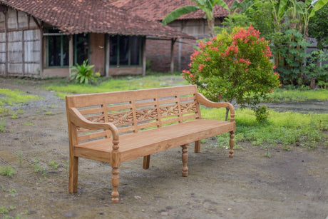 Teak stationsbank 240cm speciaal - Souren Meubels