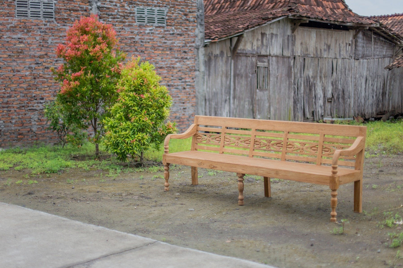 Teak stationsbank 240cm speciaal - Souren Meubels