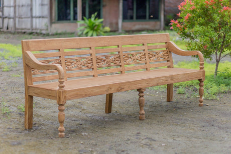 Teak stationsbank 240cm speciaal - Souren Meubels