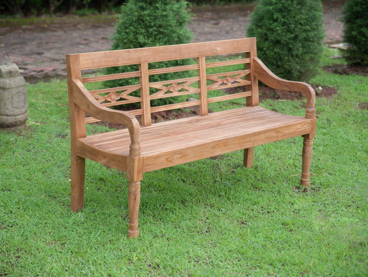 Teak stationsbank 3-zits