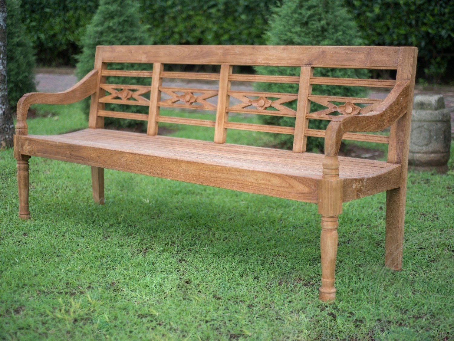 Teak stationsbank 4-zits