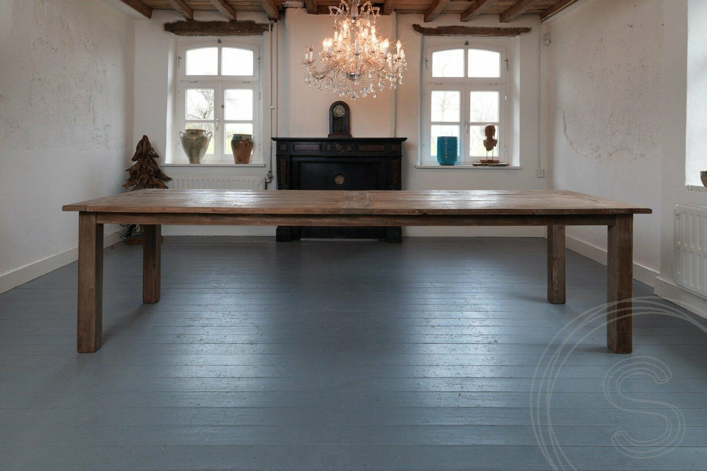 Teak tafel 280 x 100cm oud hout - Souren Meubels