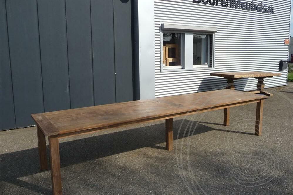 Teak tafel 400 x 100 cm oud hout - Souren Meubels
