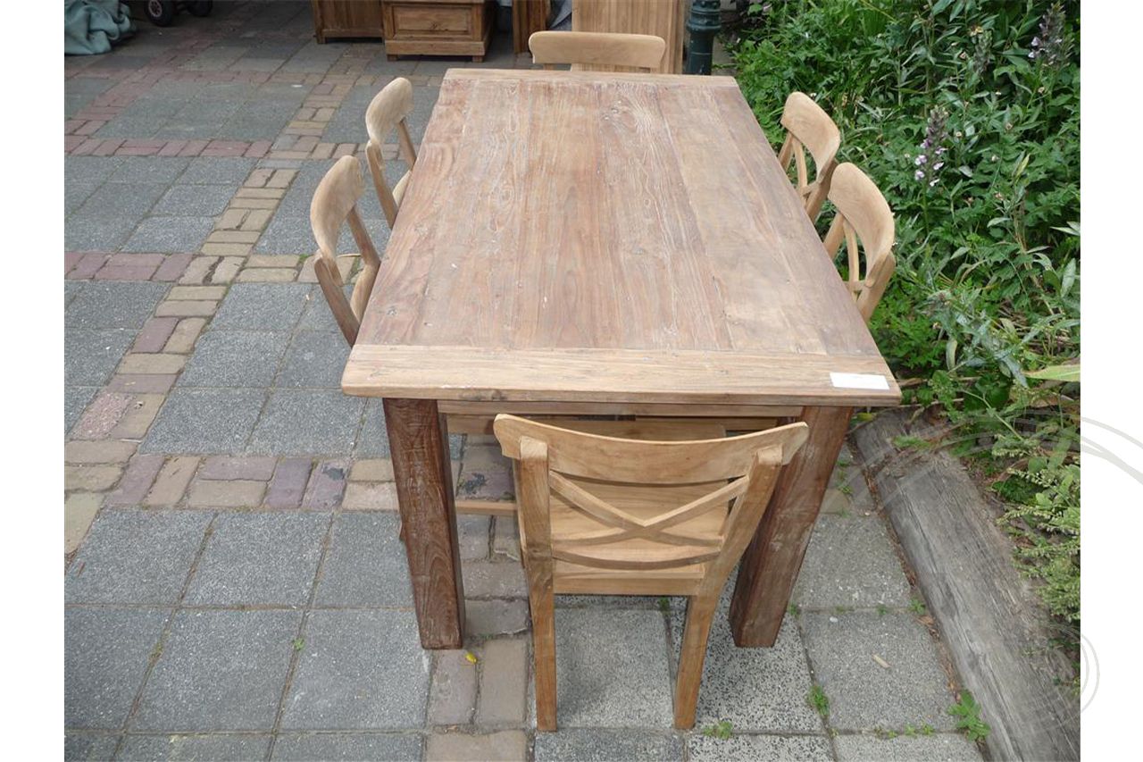 Teak tafel 160 x 90 oud hout - Souren Meubels