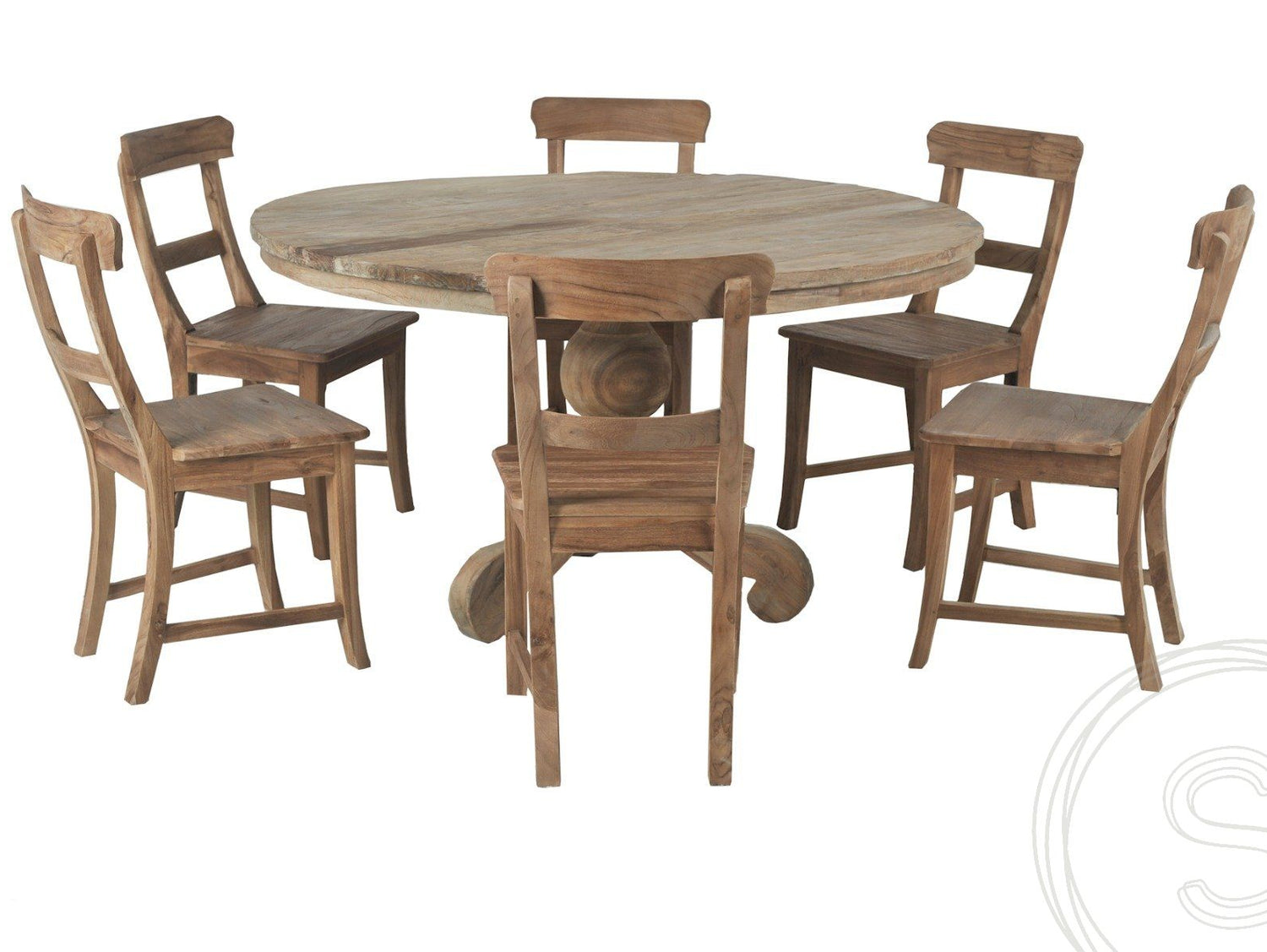 Teak tafel rond 140cm oud hout