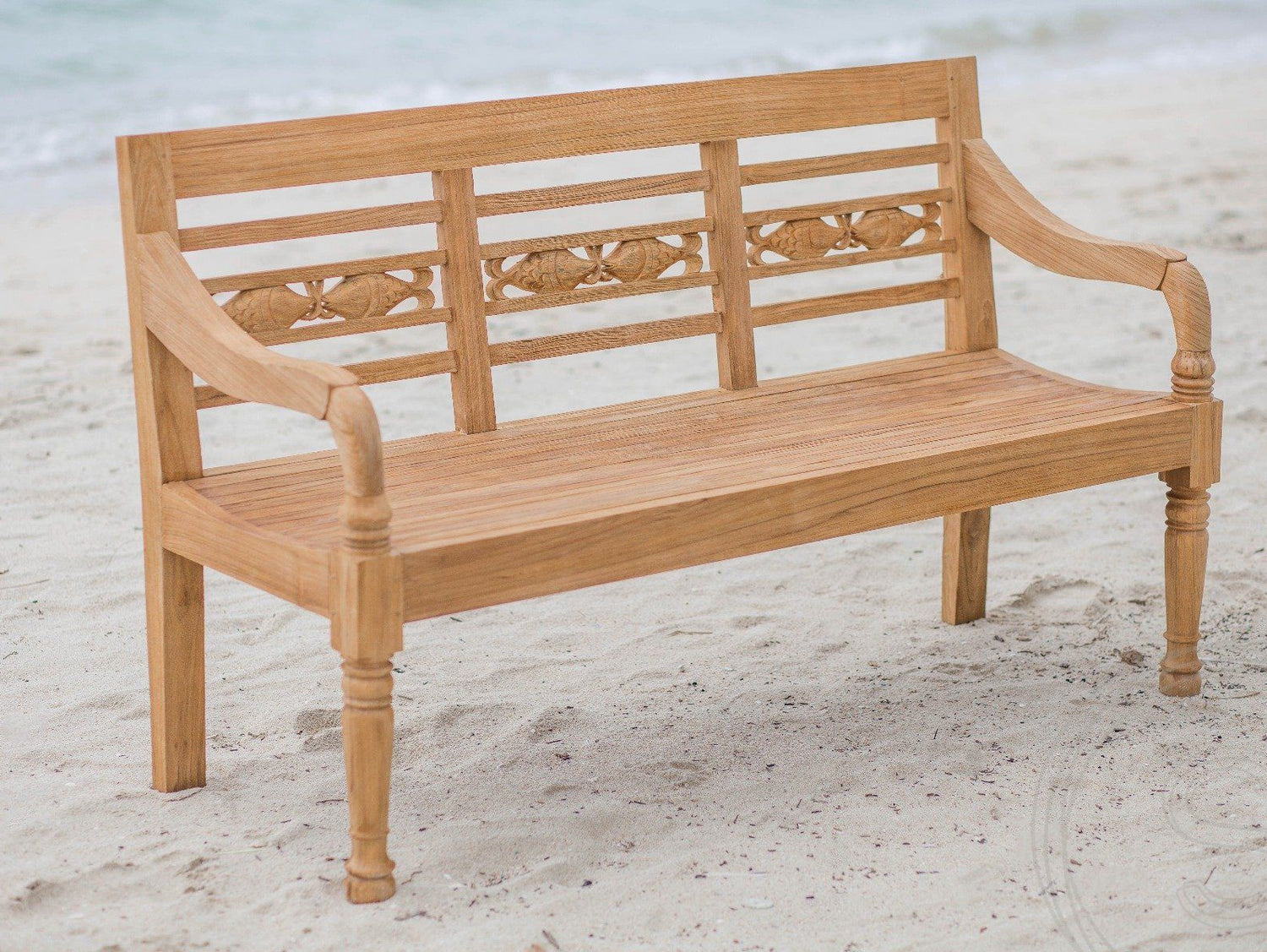 Teak vissenbank 3-zits