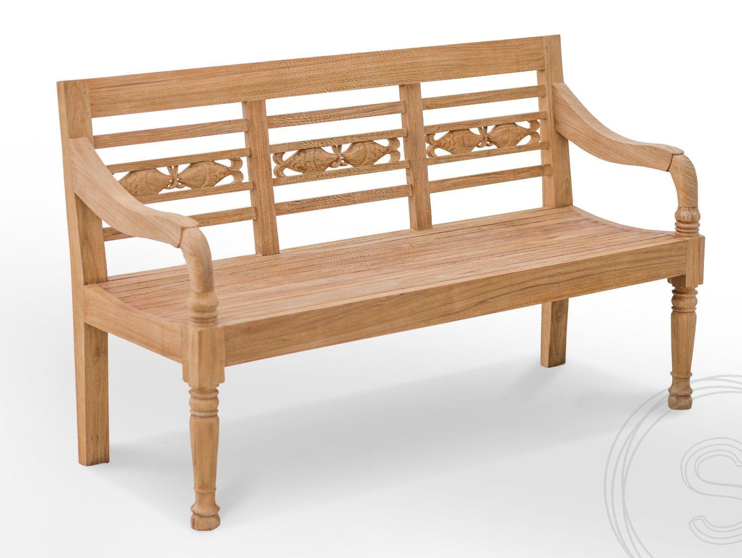 Teak vissenbank 3-zits