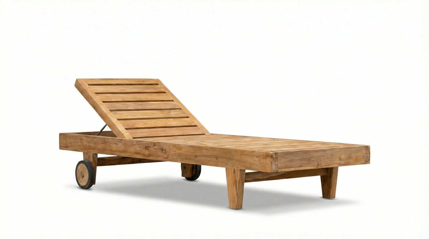 Teak lounger Algarve met wielen