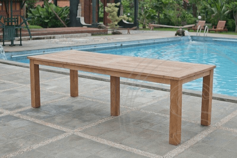 Teak tuintafel 260x100cm + 8 beaufort stoelen