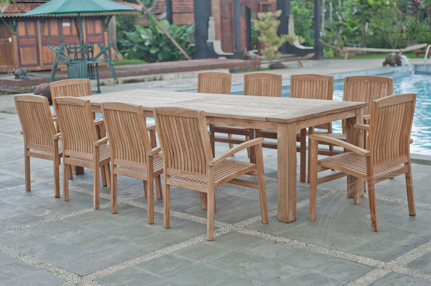 Teak tuintafel 300x120 cm - Souren Meubels