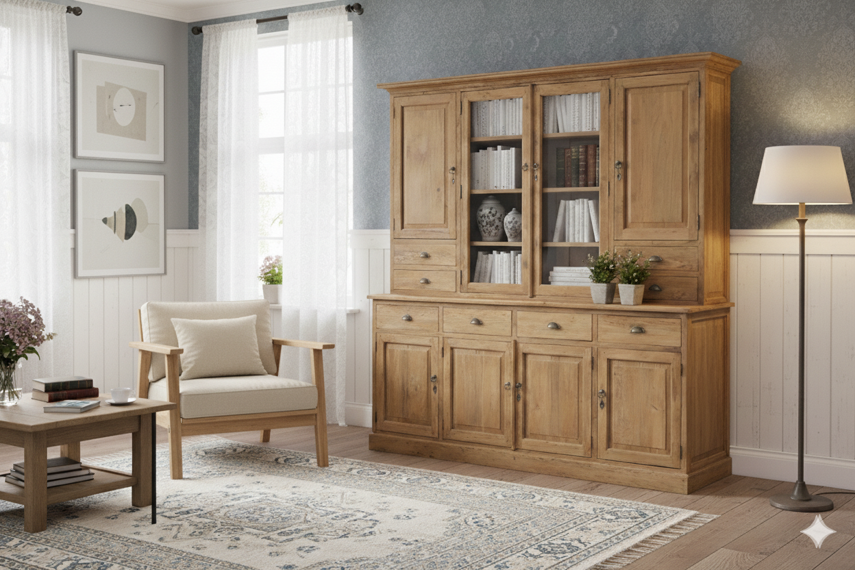Teak buffetkast 220cm rustiek
