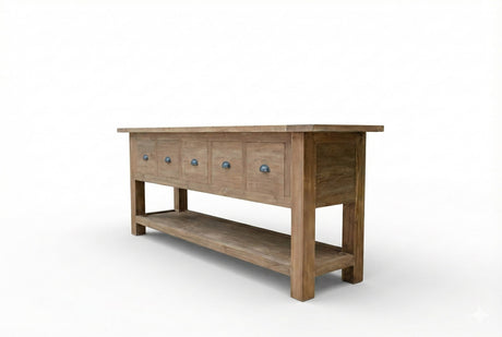 Rustiek teak dressoir met lades – Gerecycled massief hout 200 / 250 cm