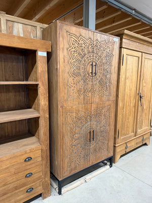 Teak kast carving - 100x40x220cm
