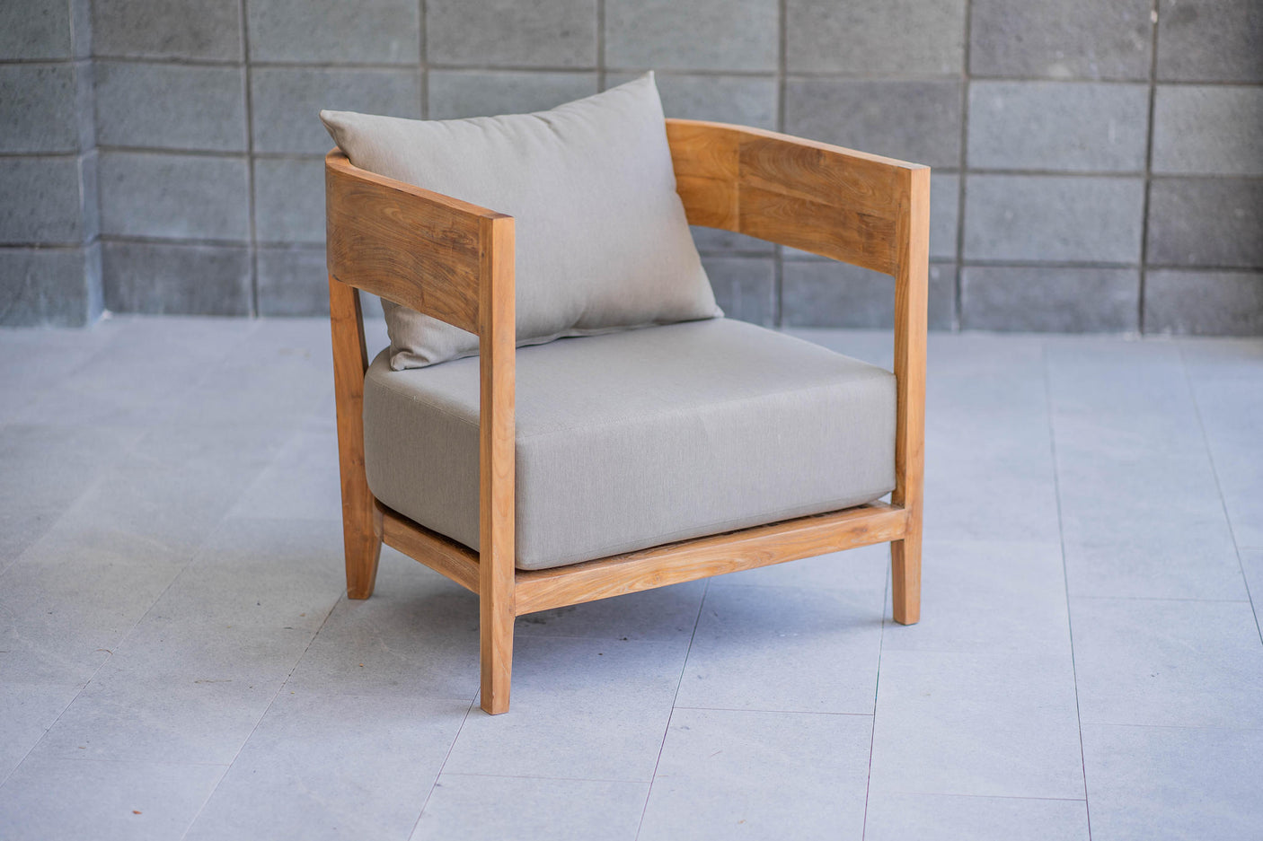Teakhouten fauteuil Lura met Sunproof kussens