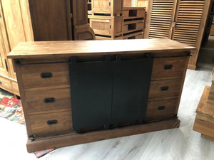 Teak dressoir staal