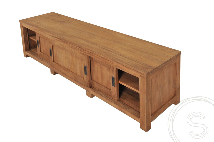 Teak tv-meubel schuifdeuren 200 x 50 x 50