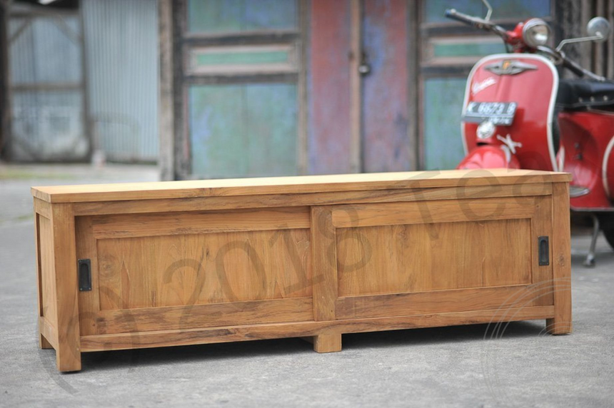 Teak tv-meubel schuifdeuren 160 x 50 x 50