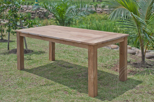 Teak tuintafel 200x100cm + 6 stapelstoelen