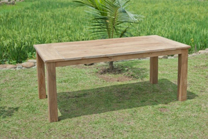 Teak tuintafel 200x100cm + 6 stationsstoelen