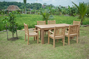 Teak tuintafel 200x100cm + 6 stoelen beaufort