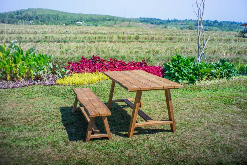 Teak tuintafel Java 180 x 90 + Teak tuinbank Java 180