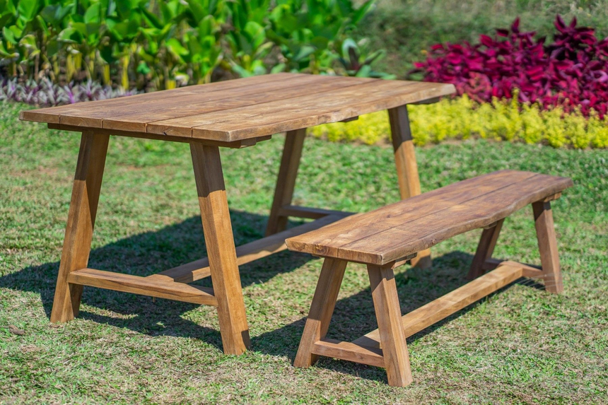 Teak tuintafel Java 180 x 90 + Teak tuinbank Java 180