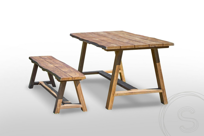 Teak tuintafel Java 180 x 90 + Teak tuinbank Java 180