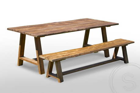 Teak tuintafel Java 220 x 100 + teak tuinbank Java 220
