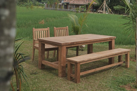 Teak tuintafel mammoet 200cm + 2 beaufort stoelen + bank