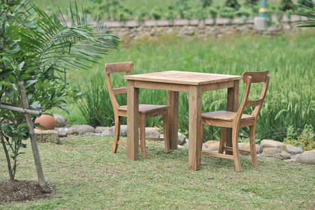 Teak tuintafel 80x80cm + 2 stoelen