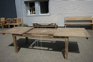 Teak tafel uitschuifbaar 200-250-300x100 + 12 stoelen