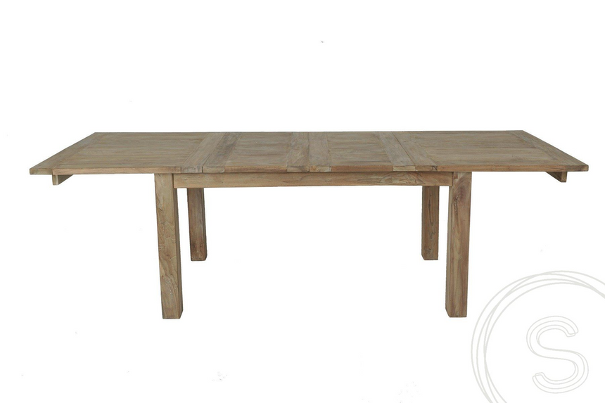 Teak tafel uitschuifbaar 160-210-260x90 + 10 stoelen