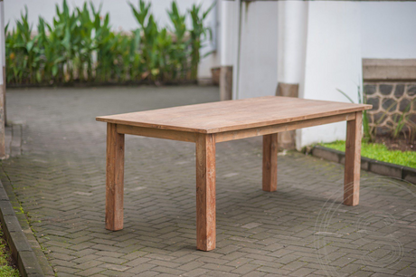 Teak tafel oud hout 200x100 + 8 stoelen
