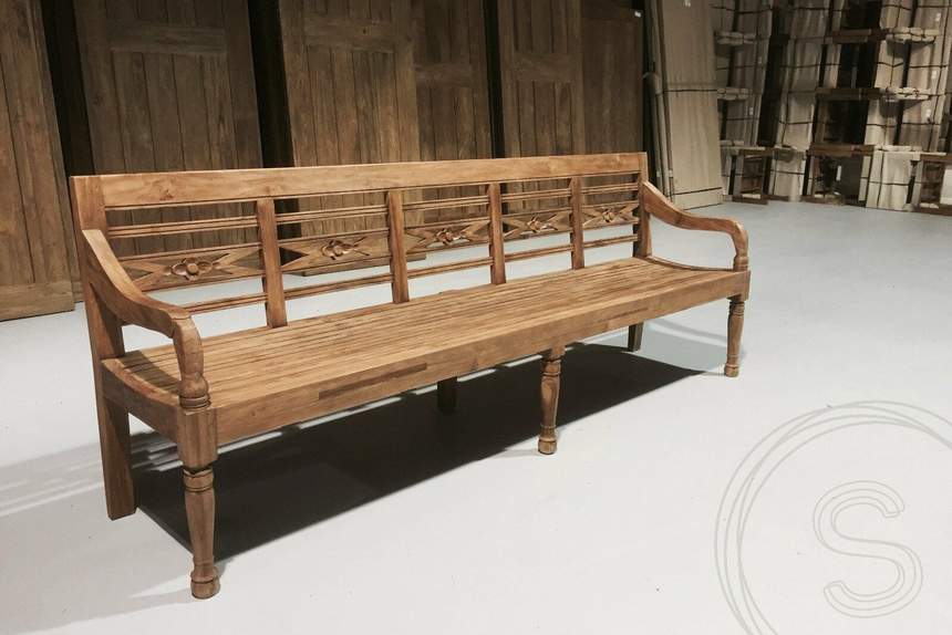 Teak stationsbank 240cm