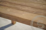 Teak tuintafel 180 x 90 + 6 stapelbare tuinstoelen stacking