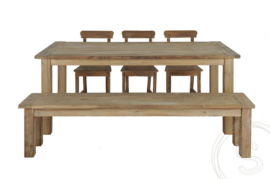 Teak bank 160cm oud hout