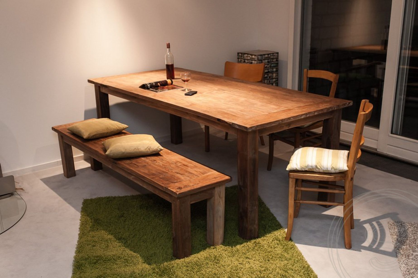 Teak bank 160cm oud hout