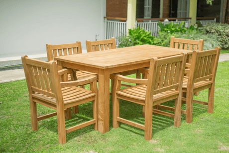 Teak tuintafel 180 x 90 + 6 tuinstoelen elephant
