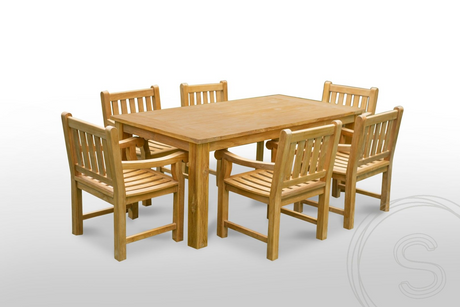 Teak tuintafel 200 x 100 + 6 tuinstoelen elephant