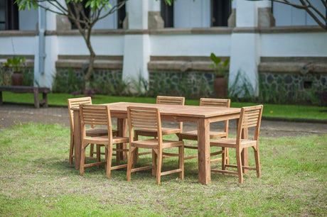 Teak tuintafel 200x100 + 6 Bali tuinstoelen