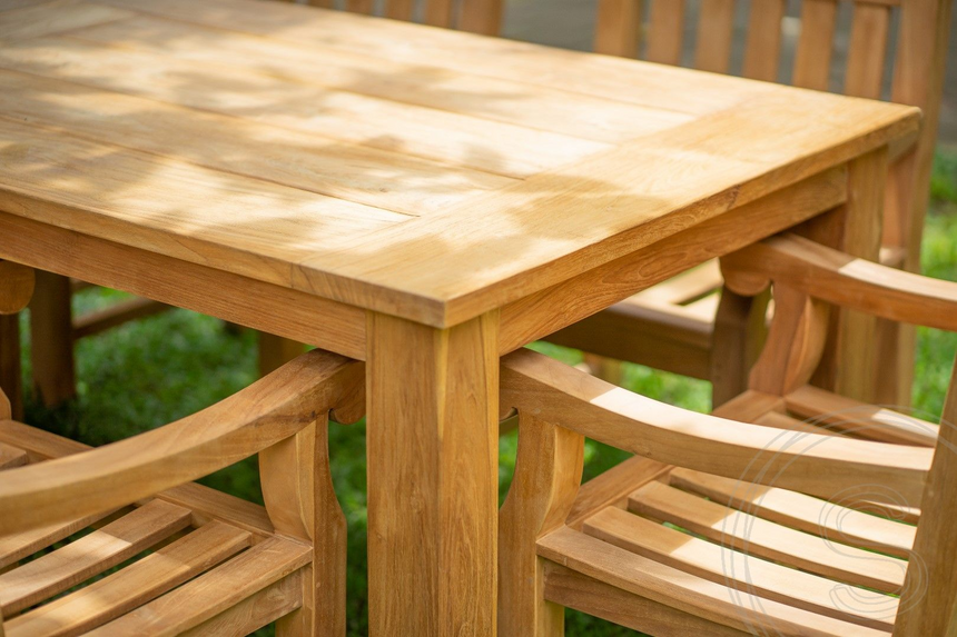 Teak tuintafel 300 x 100 + 10 tuinstoelen elephant
