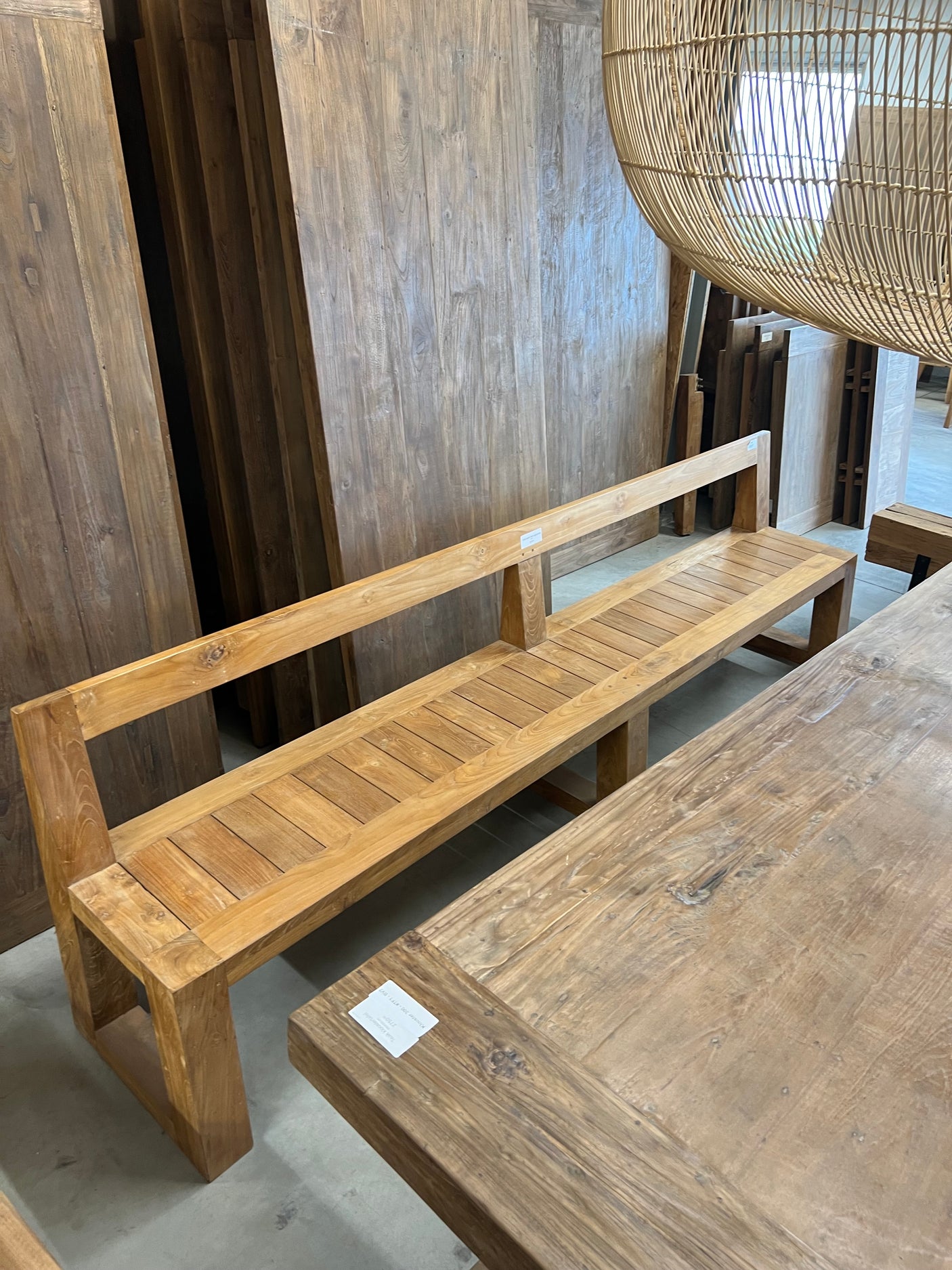 Teak bank met rugleuning - 280x45x80cm